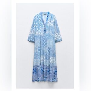 NWT Zara printed tiered midi dress